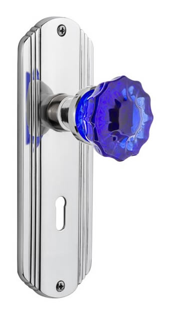 Nostalgic Warehouse Deco Plate with Crystal Cobalt Knob