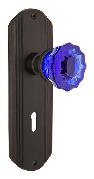 Nostalgic Warehouse Deco Plate with Crystal Cobalt Knob