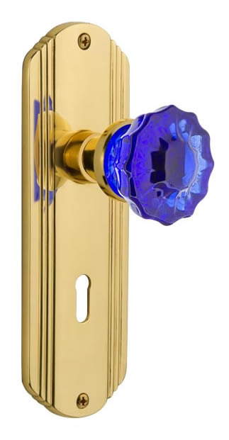Nostalgic Warehouse Deco Plate with Crystal Cobalt Knob