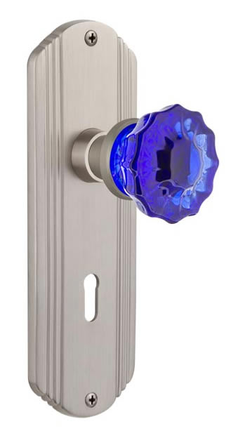 Nostalgic Warehouse Deco Plate with Crystal Cobalt Knob