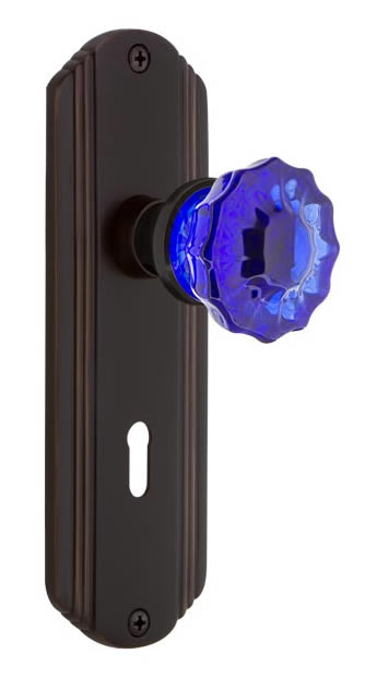 Nostalgic Warehouse Deco Plate with Crystal Cobalt Knob