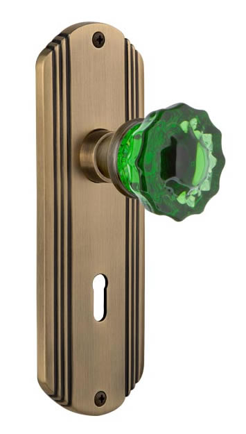 Nostalgic Warehouse Deco Plate with Crystal Emerald Knob
