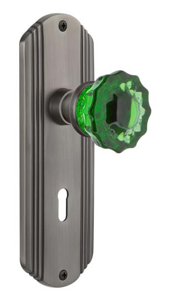 Nostalgic Warehouse Deco Plate with Crystal Emerald Knob