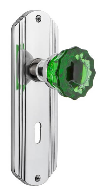 Nostalgic Warehouse Deco Plate with Crystal Emerald Knob