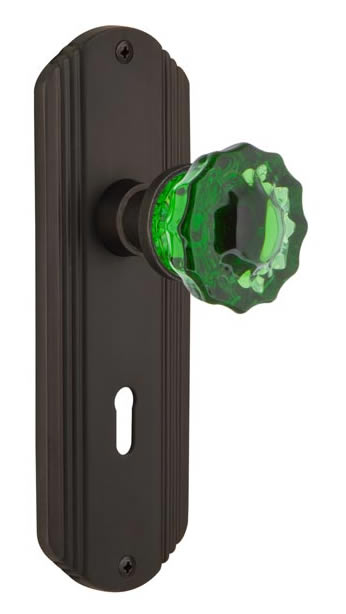 Nostalgic Warehouse Deco Plate with Crystal Emerald Knob