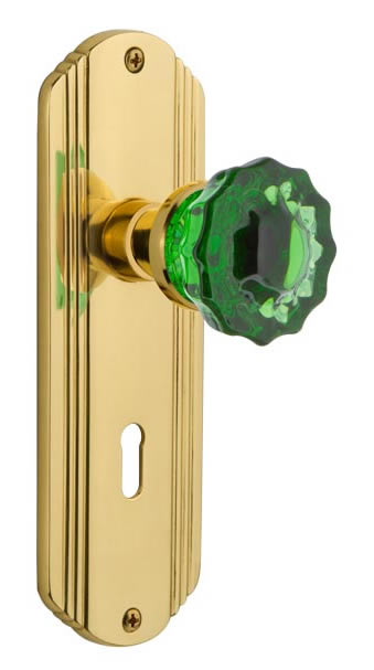 Nostalgic Warehouse Deco Plate with Crystal Emerald Knob