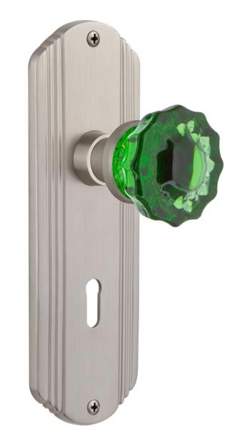 Nostalgic Warehouse Deco Plate with Crystal Emerald Knob