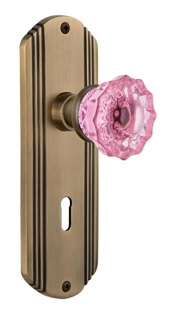 Nostalgic Warehouse Deco Plate with Crystal Pink Knob