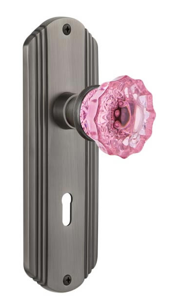 Nostalgic Warehouse Deco Plate with Crystal Pink Knob