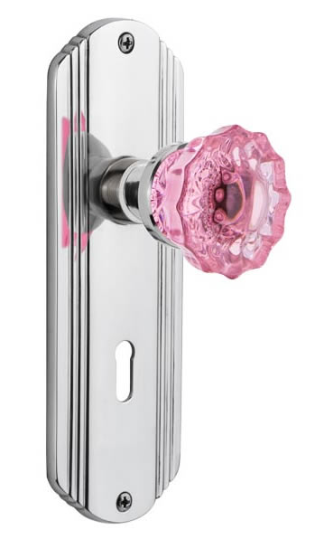 Nostalgic Warehouse Deco Plate with Crystal Pink Knob