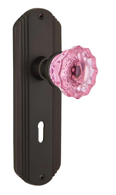 Nostalgic Warehouse Deco Plate with Crystal Pink Knob