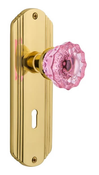 Nostalgic Warehouse Deco Plate with Crystal Pink Knob