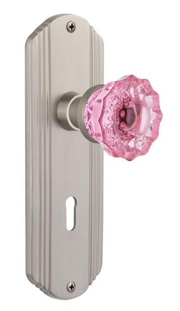 Nostalgic Warehouse Deco Plate with Crystal Pink Knob