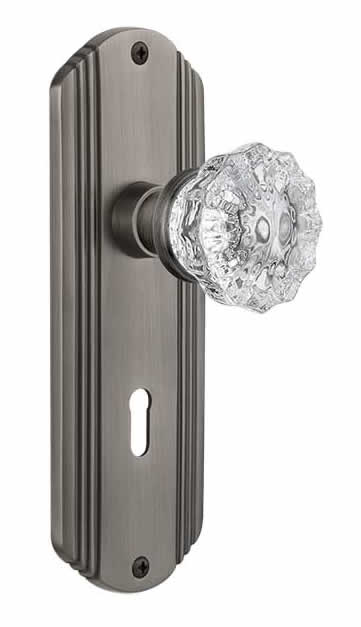 Nostalgic Warehouse Deco Plate with Crystal Knob - Antique Pewter