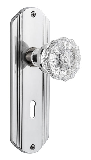 Nostalgic Warehouse Deco Plate with Crystal Knob - Bright Chrome