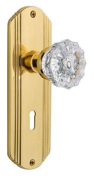 Nostalgic Warehouse Deco Plate with Crystal Knob - Polished Brass