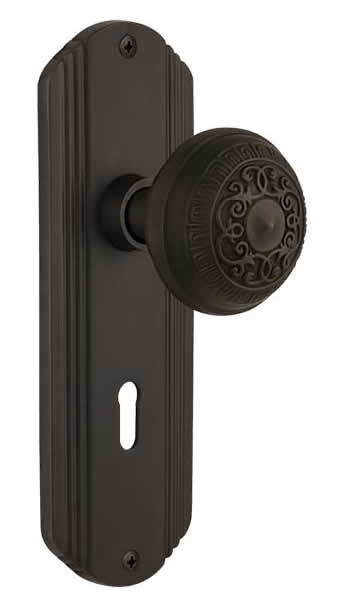 Nostalgic Warehouse Deco Plate with Egg and Dart Knob - Oil-Rubbed Bronze