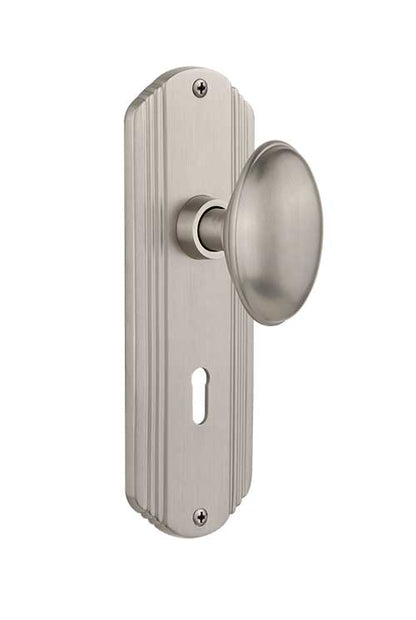 Nostalgic Warehouse Deco Plate with Homestead Knob - Satin Nickel