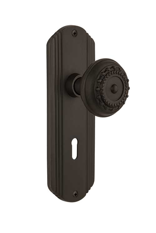 Nostalgic Warehouse Deco Plate with Meadows Knob - Oil-Rubbed Bronze