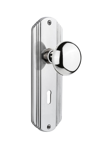Nostalgic Warehouse Deco Plate with New York Knob - Bright Chrome