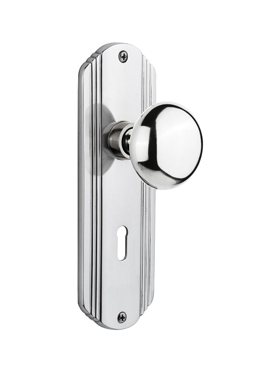 Nostalgic Warehouse Deco Plate with New York Knob - Bright Chrome
