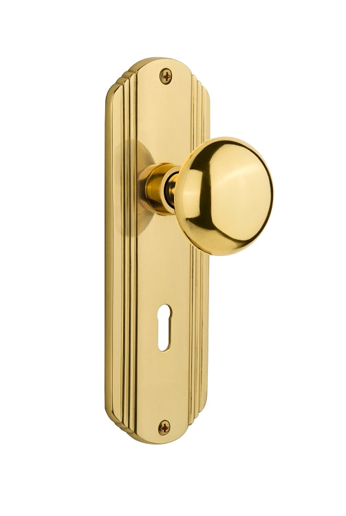Nostalgic Warehouse Deco Plate with New York Knob - Polished Brass