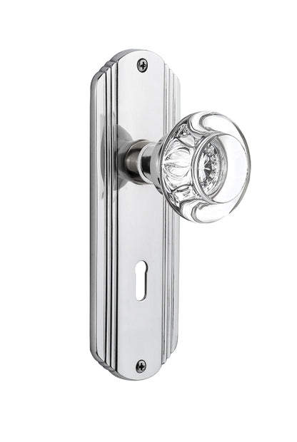 Nostalgic Warehouse Deco Plate with Round Crystal Knob - Mortise Lock