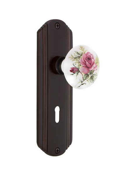 Nostalgic Warehouse Deco Plate with Rose Porcelain Knob