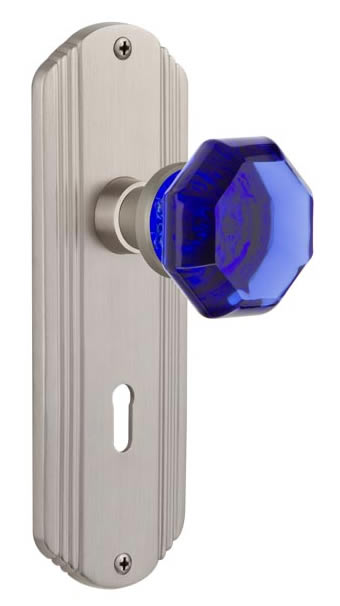 Nostalgic Warehouse Deco Plate with Cobalt Waldorf Knob