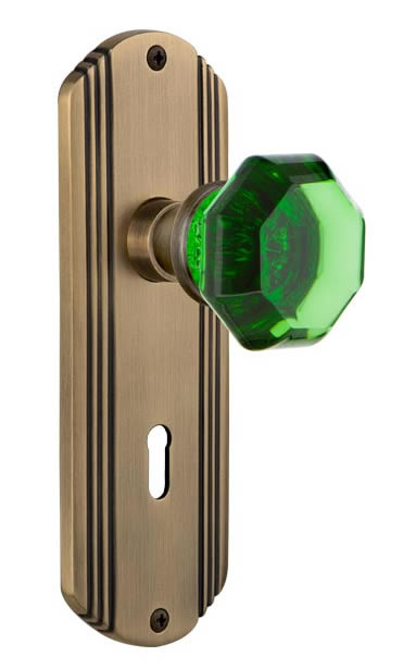 Nostalgic Warehouse Deco Plate with Emerald Waldorf Knob