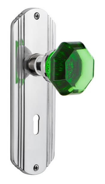 Nostalgic Warehouse Deco Plate with Emerald Waldorf Knob