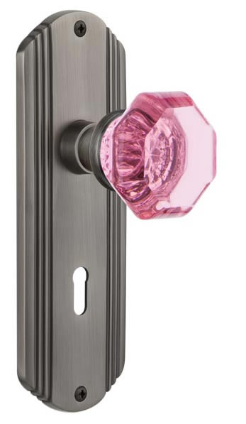 Nostalgic Warehouse Deco Plate with Pink Waldorf Knob