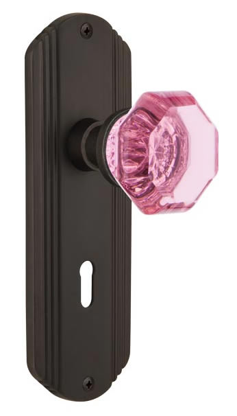 Nostalgic Warehouse Deco Plate with Pink Waldorf Knob