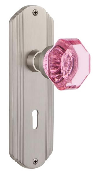 Nostalgic Warehouse Deco Plate with Pink Waldorf Knob