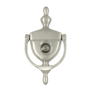 Deltana Solid Brass Door Knocker-Viewer - Bushed Nickel