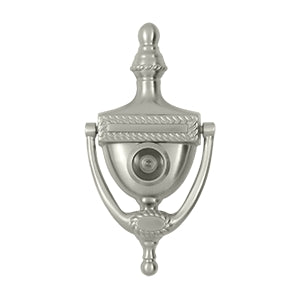 Deltana Solid Brass Victorian Rope Door Knocker-Viewer - Brushed Nickel