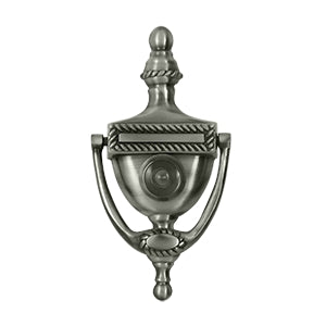 Deltana Solid Brass Victorian Rope Door Knocker-Viewer - Antique Nickel
