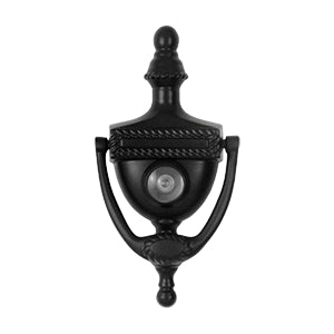 Deltana Solid Brass Victorian Rope Door Knocker-Viewer - Flat Black