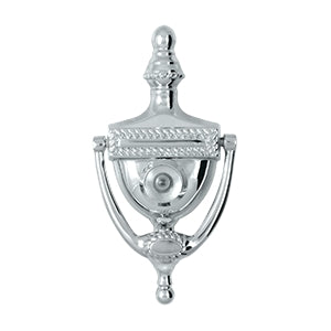 Deltana Solid Brass Victorian Rope Door Knocker-Viewer - Polished Chrome