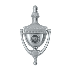 Deltana Solid Brass Victorian Rope Door Knocker-Viewer - Brushed Chrome