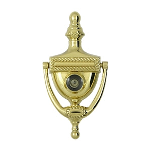 Deltana Solid Brass Victorian Rope Door Knocker-Viewer - Polished Brass