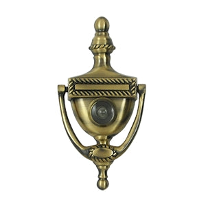 Deltana Solid Brass Victorian Rope Door Knocker-Viewer - Antique Brass