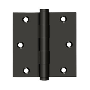 Deltana 3 1/2 x 3 1/2 Inch Solid Brass Square Corner Ball Bearing Hinge - Pair