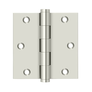 Deltana 3 1/2 x 3 1/2 Inch Solid Brass Square Corner Ball Bearing Hinge - Pair