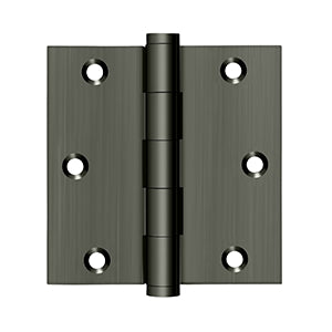 Deltana 3 1/2 x 3 1/2 Inch Solid Brass Square Corner Ball Bearing Hinge - Pair