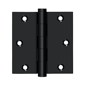 Deltana 3 1/2 x 3 1/2 Inch Solid Brass Square Corner Ball Bearing Hinge - Pair