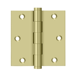 Deltana 3 1/2 x 3 1/2 Inch Solid Brass Square Corner Ball Bearing Hinge - Pair