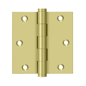 Deltana 3 1/2 x 3 1/2 Inch Solid Brass Square Corner Residential Hinge - Pair