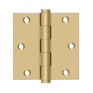 Deltana 3 1/2 x 3 1/2 Inch Solid Brass Square Corner Ball Bearing Hinge - Pair