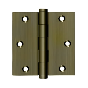 Deltana 3 1/2 x 3 1/2 Inch Solid Brass Square Corner Residential Hinge - Pair